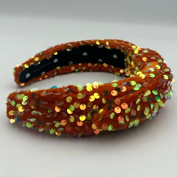 Lele Sadoughi Orange Sequin Knotted Headband - Picture 4 of 16